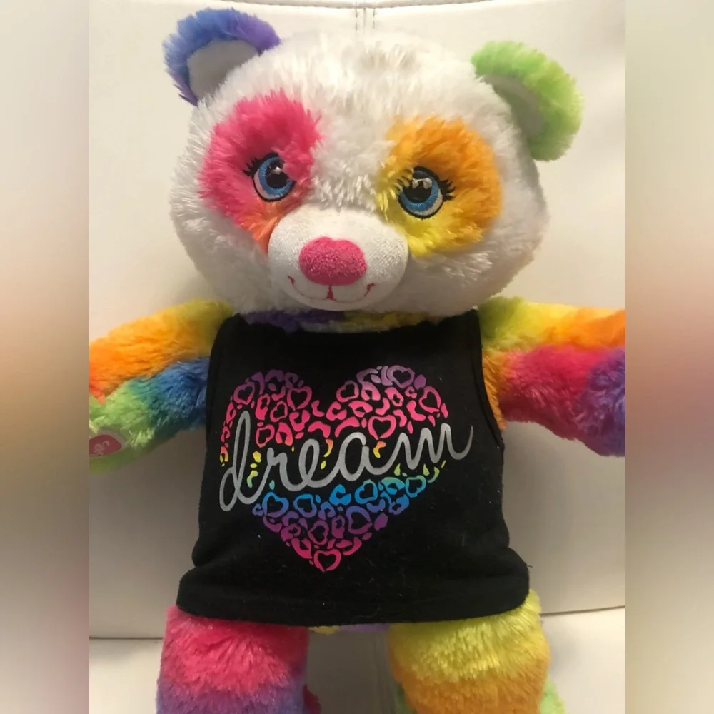 Build a Bear  BAB Rainbow Panda Bear Pop of Color 15" Plush Stuffed Animal Toy - Picture 2 of 8